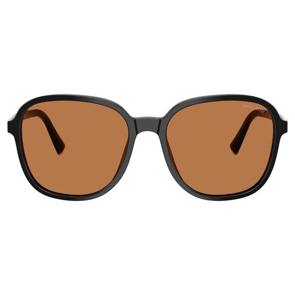 New MIU MIU Sunglasses MU B01S 16K90Q Black Brown Lens Oversized Pillow Square main image 7